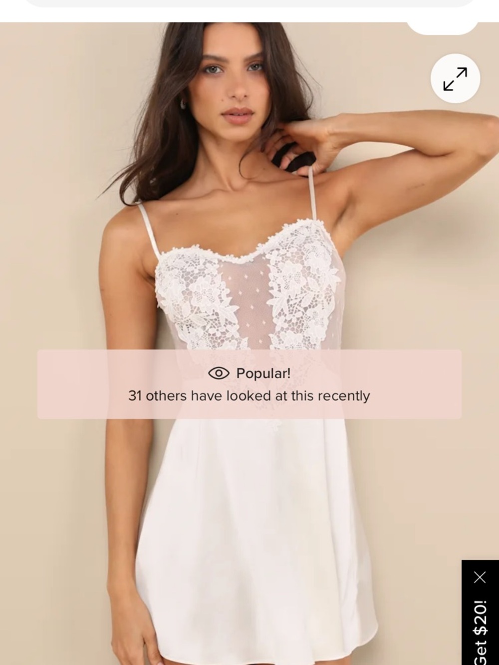 Damilia Ivory Sheer Lace Satin Lingerie Slip